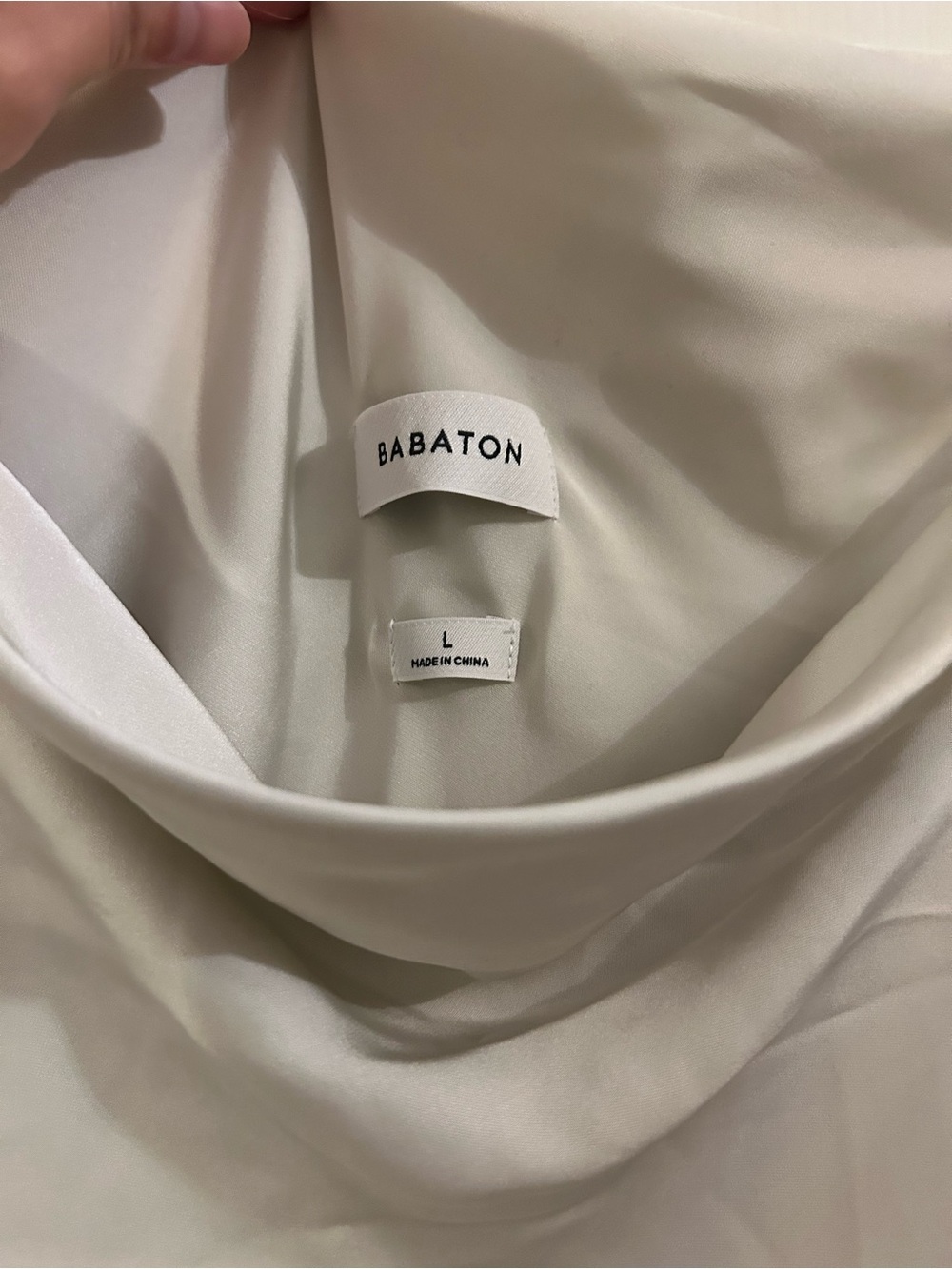 Babaton Aritzia Fonda Dress Satin Cowl Neck Cream Effortless Minimalist Large - Picture 6 of 8